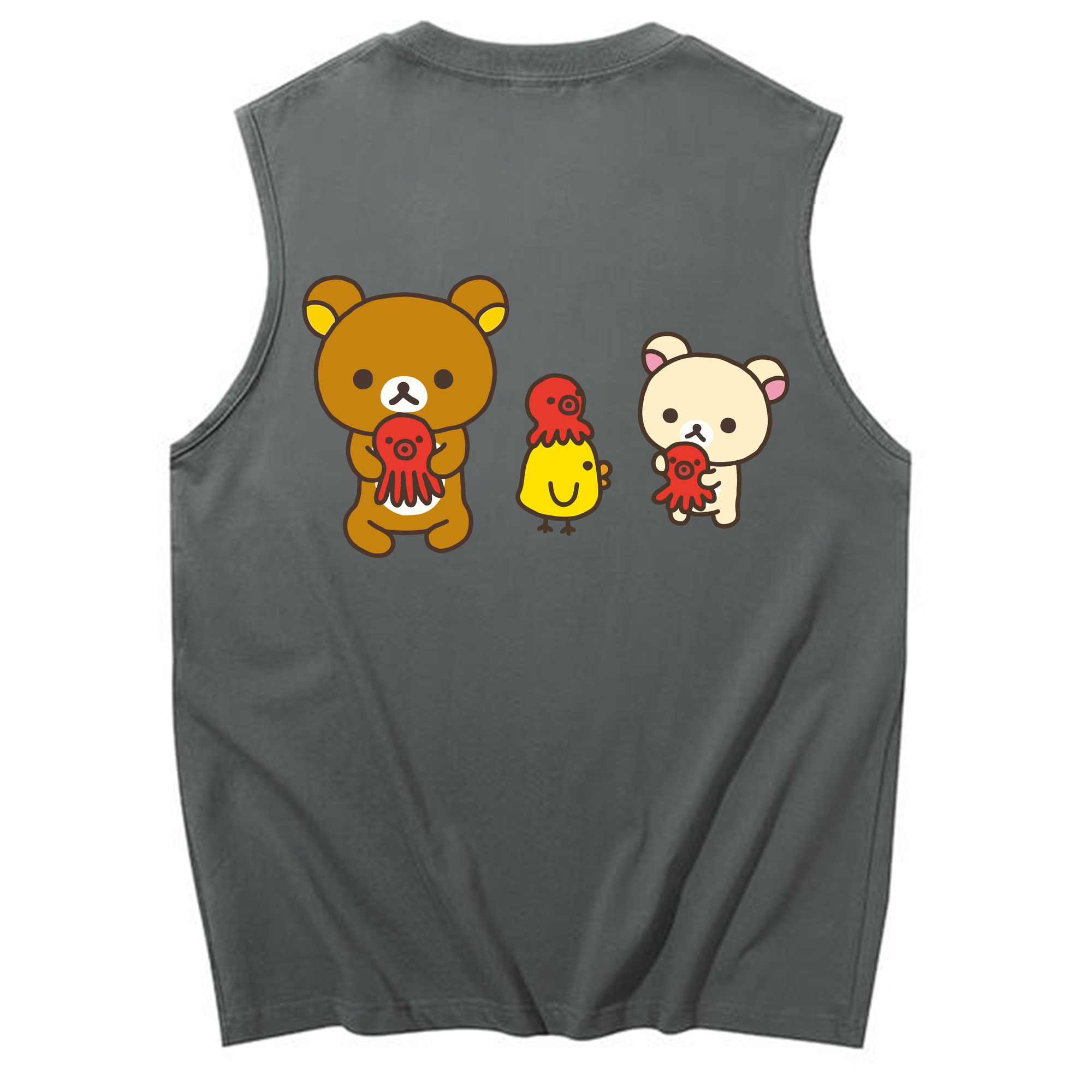 （画像用） リラックマ リラックマ キイロイトリ Rilakkuma Korilakkuma Kiiroitori コットン100％タンクトップ（背面プリント）